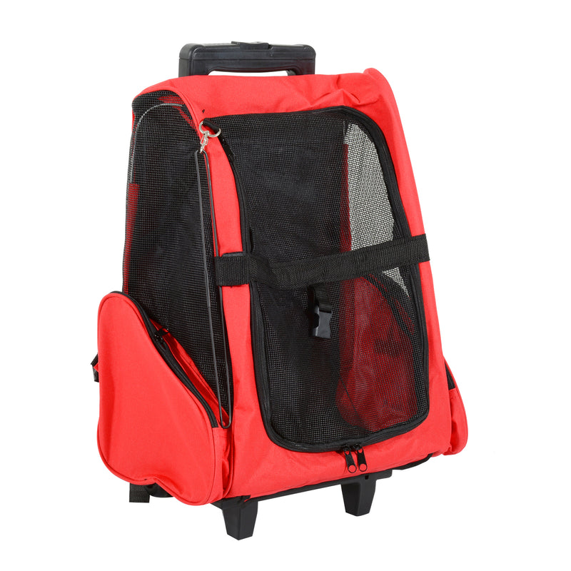 PawHut 4in1 Pet Backpack Carrier Car seat Dog Cat Rolling Luggage Crates
