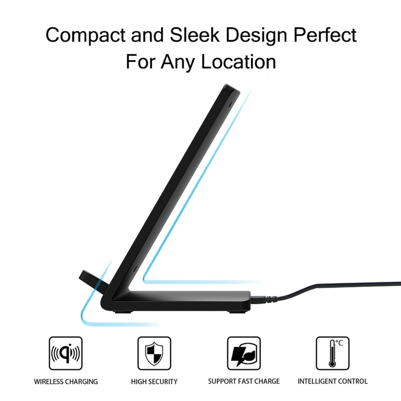 15W Max Qi-Certified Fast Wireless Charging Stand for Galaxy S20+ 10 9 Note 10 9