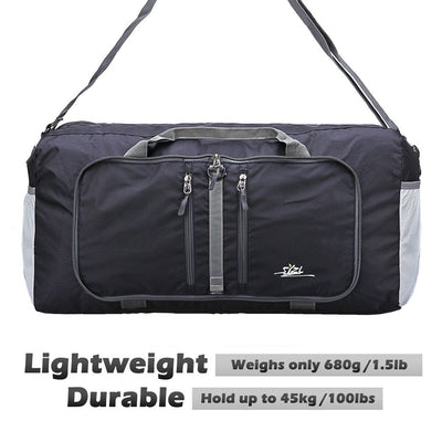 Water Resistant Super Lightweight Weekender Shopping Travel Duffel (40L,Black)