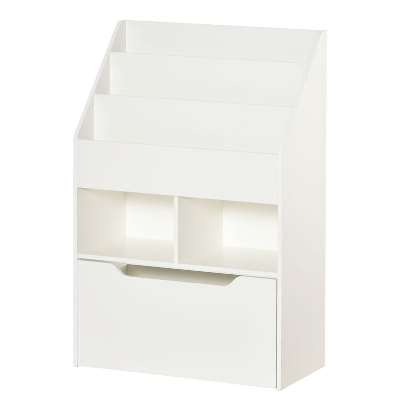 Kids Storage Bookcase Stand w/ Display Shelves &amp; Drawer for Toys &amp; Books, White