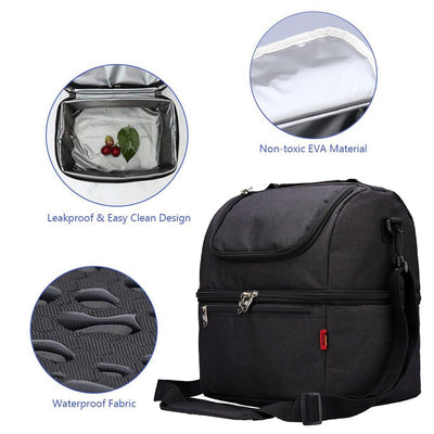 Leakproof Cooler Tote Bag Freezable Lunch Bag w/ Shoulder Strap for Women/Men