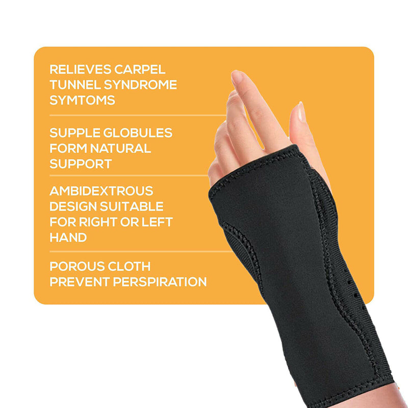 Adjustable OneSize Wrist Support Brace w/Metal Splint Stabilizer&Cushioned Beads