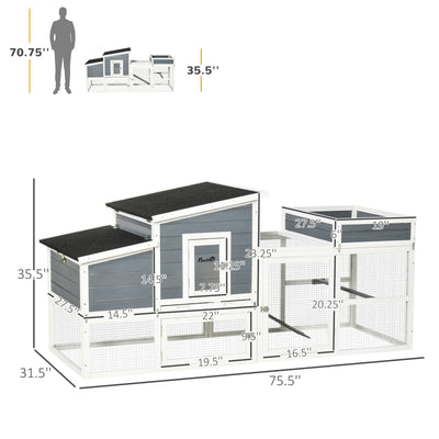 Large Chicken Coop with Extra Shade, Poultry Cage with Flower Bed, Outdoor 196393255827