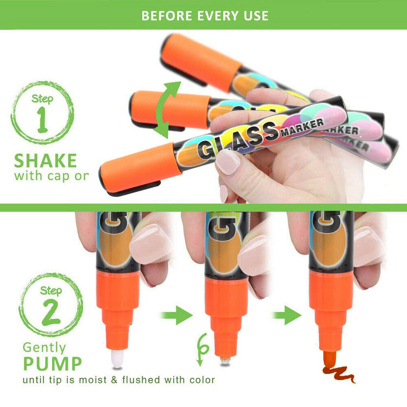 Erasable Liquid Chalk Markers - Reversible Tip (12 Pack) - (Multicolored, 6mm)