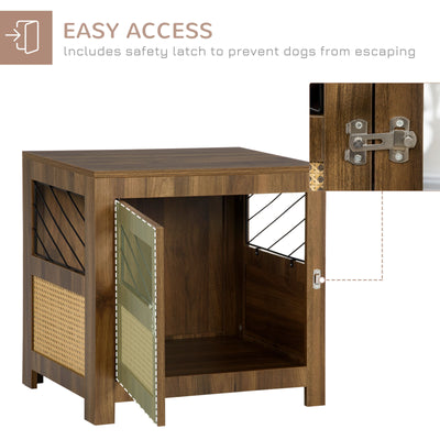 Wood Dog Crate Kennel End Table Furniture W/ Cushion for XS Dogs Indoor Walnut