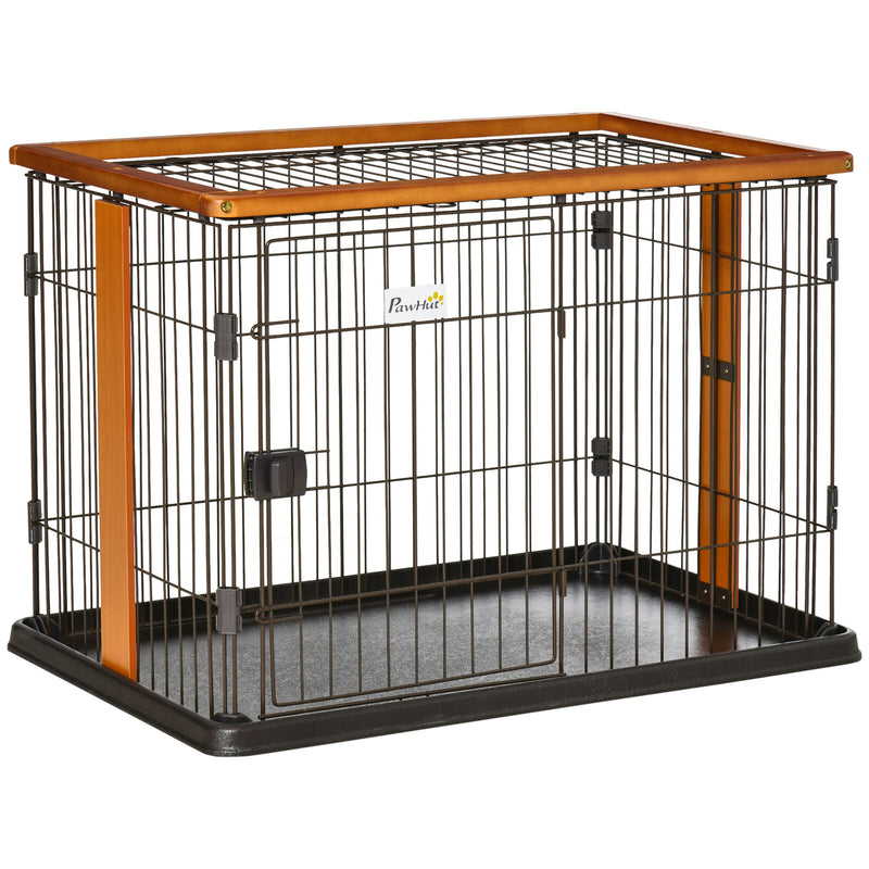 Steel Dog Crate Cage, Puppy Kennel, w/ Door, No Leak Tray, 35" x 22.5" x 23.5"
