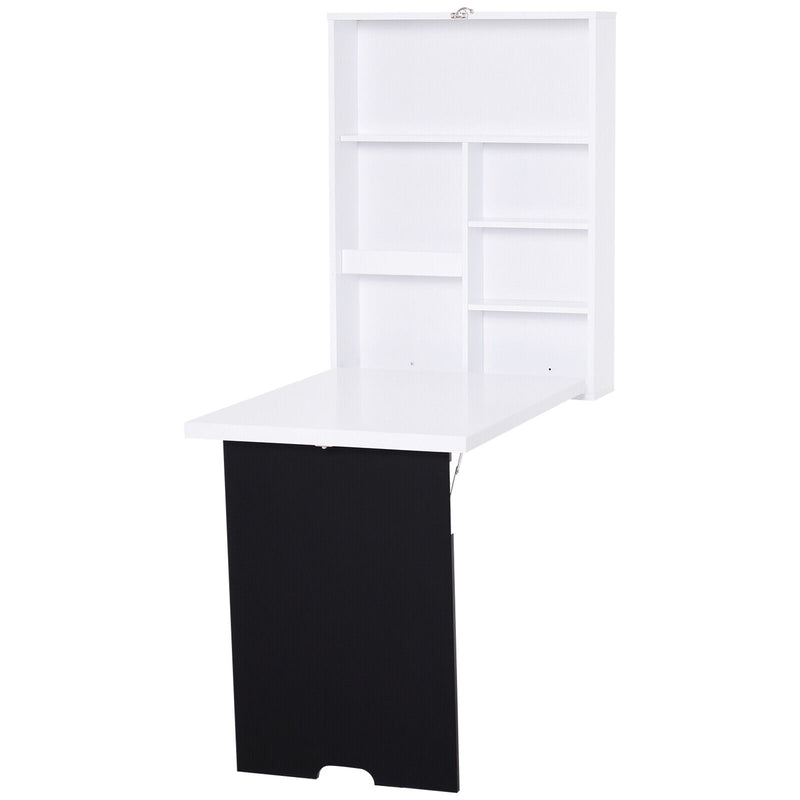 HOMCOM Wall Mounted Desk Storage Organizer Black Board