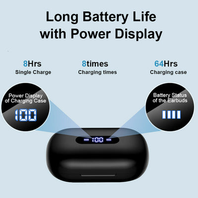 Bluetooth 5.0 TWS Stereo Earphones w/Wireless Charging Case Digital LED Display