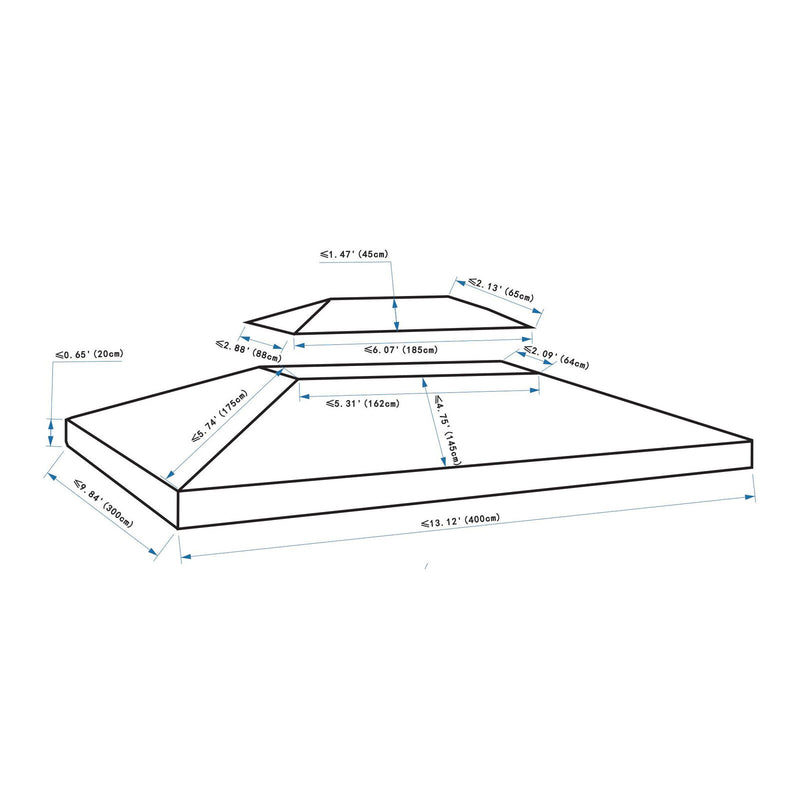 13&apos; x 10&apos; 2 Tier Gazebo Canopy Top Cover Replacement Garden Patio Cream White