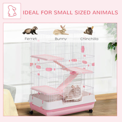 4-Level Hamster or Small Animal Hutch/Cage, Pink, 43.25&quot; H 842525145275