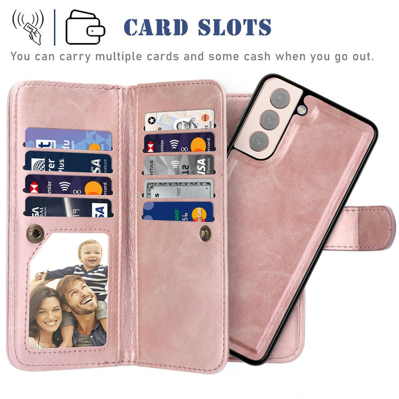 FOR Galaxy S21 Ultra 5G 6.8" Wallet Case Flip Cover with Card Slots&Wrist Strap