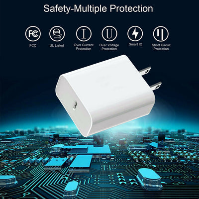 PD 18W USB-C Fast Charging Wall Charger- UL Certified For iPhone 11 / Pro / Max