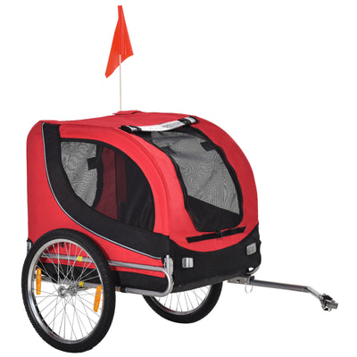 Pet Bike Trailer Dog Cat Travel Carrier Foldable Red