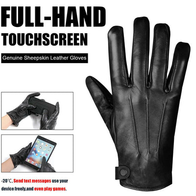 Men's Full Finger Genuine Sheepskin Leather Gloves with Cashmere Lined, S/ M/ L