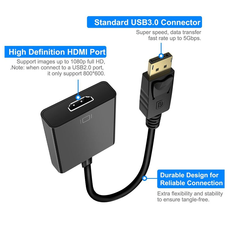 Displayport DP to HDMI Cable Male to Male HD 1080P High Speed Display Port Lead