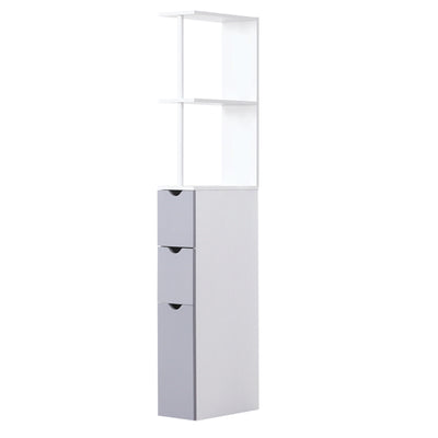 HOMCOM Storage Bathroom Cabinet Scrolled Cupboard Space Saving Open Shelves