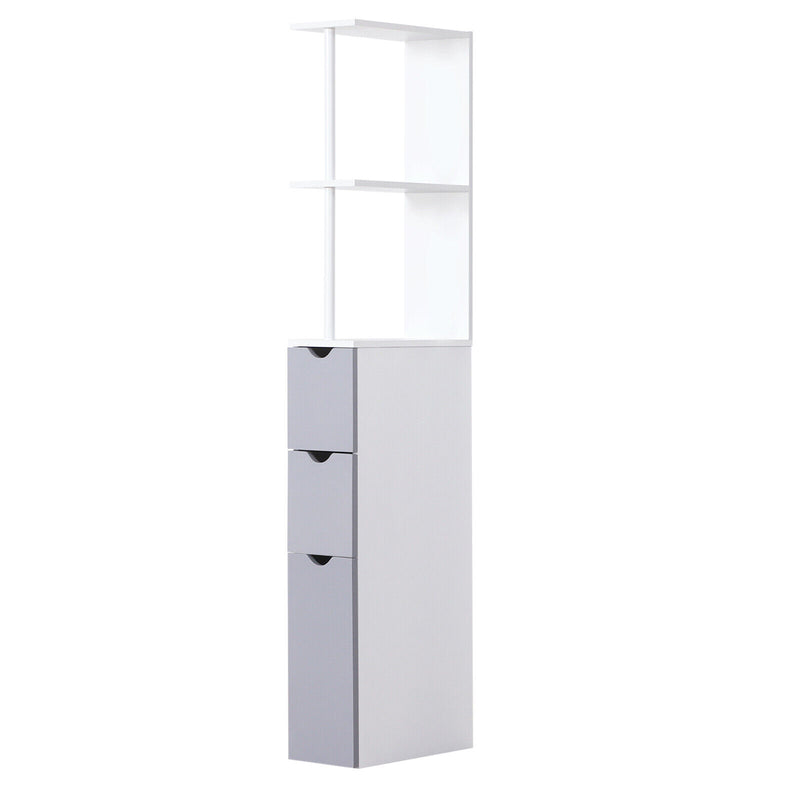 HOMCOM Storage Bathroom Cabinet Scrolled Cupboard Space Saving Open Shelves