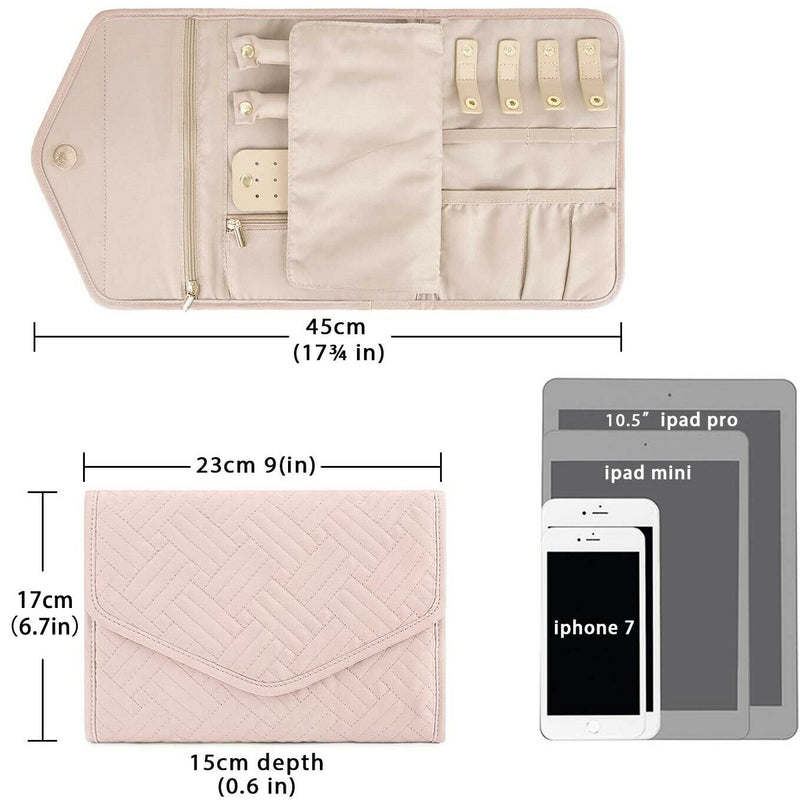 Lightweight Foldable Jewelry Bag Case with Zippered Pockets & Magnetic Closure