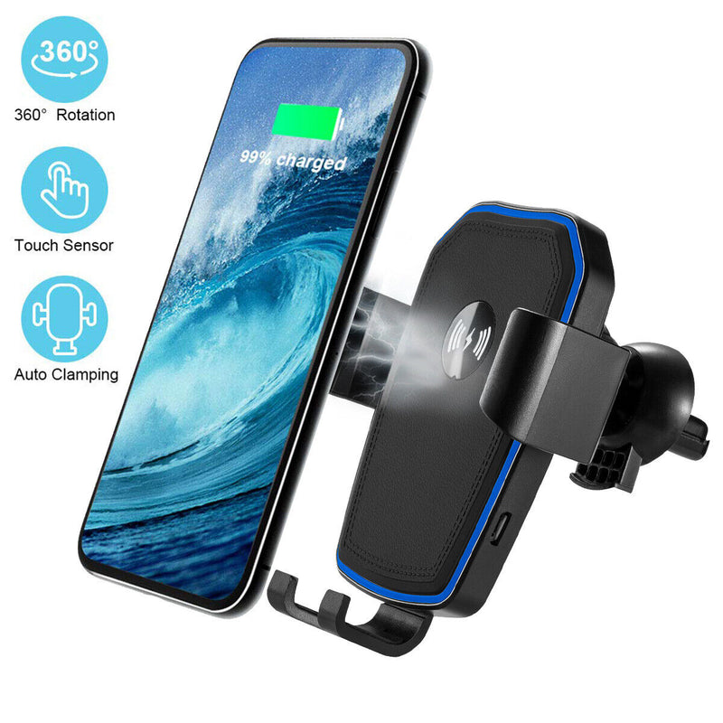 360° Automatic Clamping Qi Wireless 15W Car Charging Mount Air Vent Phone Holder