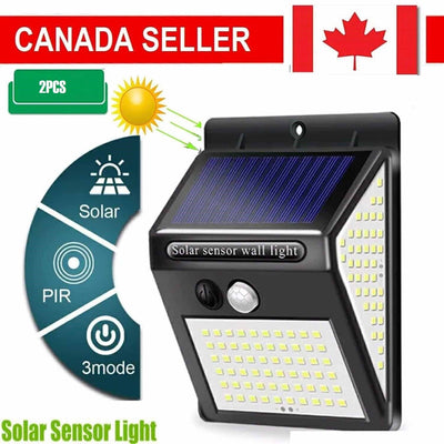 2X Solar Power 100 LED Light PIR Motion Sensor Outdoor Security Lamp Wall Garden