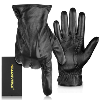 Men's Genuine Sheepskin Leather Gloves w/Cashmere Lined Touchscreen Warm Gloves