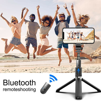 32 inch Extendable Aluminum Selfie Stick Tripod with Bluetooth Remote Shutter CA