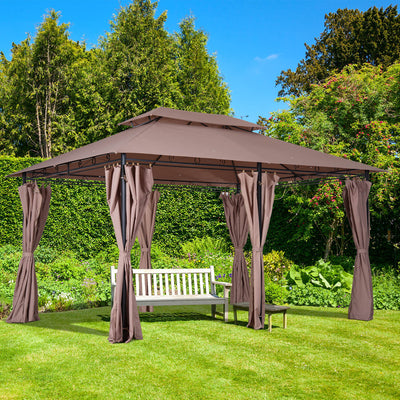 10'x13' Outdoor 2-Tier Vented Canopy Steel Gazebo BBQ Party Tent Shelter Shade