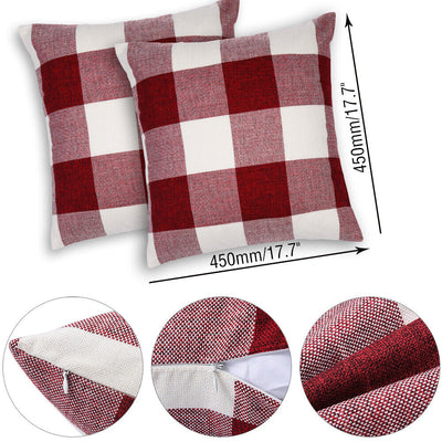 Set of 2 Cotton Linen Classic Red&Black Check Buffalo Plaids Throw Pillow Cases