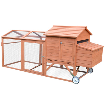 Fir Wood Hen House with Outdoor Run Ramp Lockable Doors and Perch, Natural 700729272251