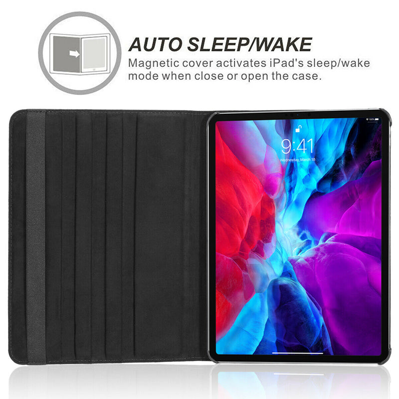 For iPad Pro 11", 12.9" 2020 360 Smart Leather Swivel Case with Auto Sleep/Wake