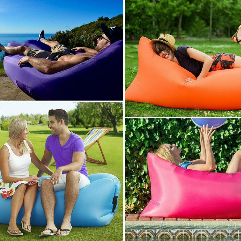 Inflatable Lounger Sofa Bed with Travel Bag Pouch for Travel, Camping, Picnics