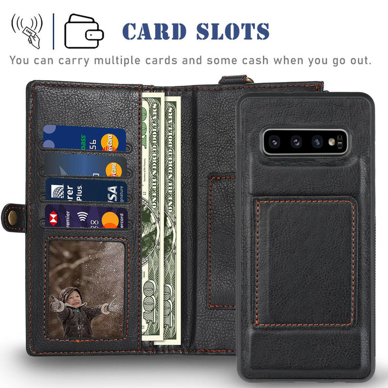 [Magnetic Closure] Folio Flip Leather Case with Card Slot for Galaxy S10 10+ 10e