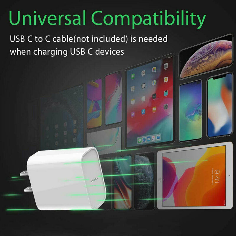 2020 Updated USB C + USB 3.0 Wall Charger - Quick Charge 3.0 Technology 18W CA