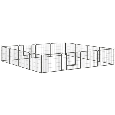 16 Panels Pet Playpen, 23.5" Heavy-Duty Dog Fence DIY Design w/ Doors, Latch