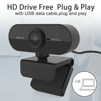 1080P FHD Webcam with Microphone & Privacy Cover for Conferencing, Video Calling