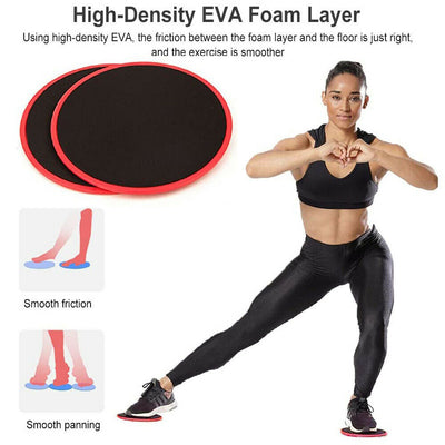 Pair of Dual Sided Exercise Gliding Discs Light & Portable for Gym, Home, Yoga