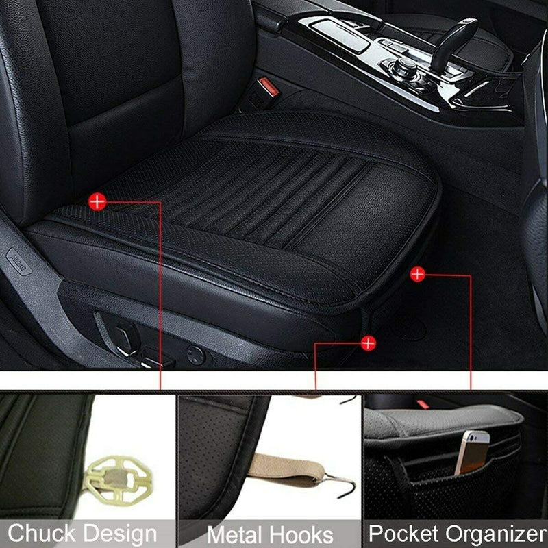 Black Universal Car Seat Cushions with Storage Pockets for Car Truck Van and SUV