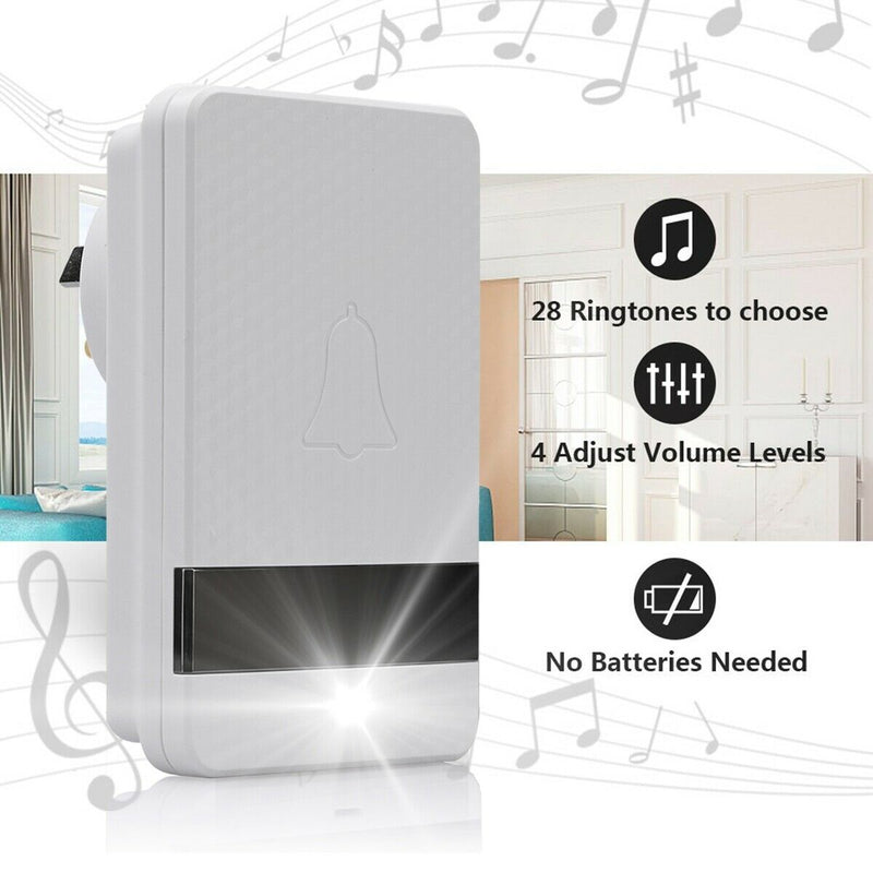 WIRELESS HOME DIGITAL DOORBELL 1000FT RANGE CORDLESS DOORBELL 28 CHIMES PORTABLE