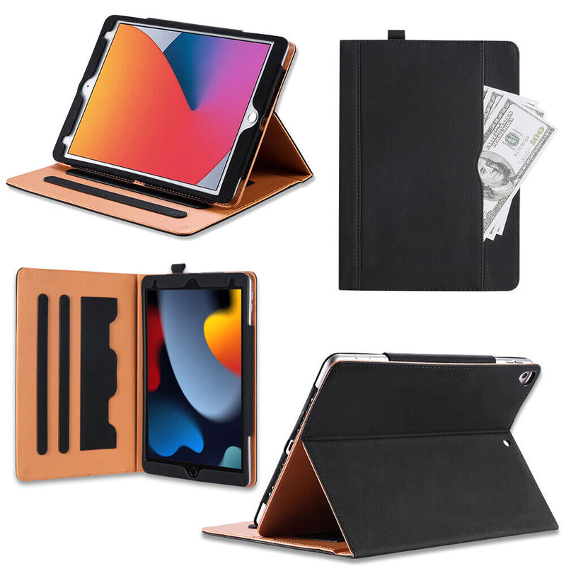 For iPad 9th Generation 2021 Leather Wallet Magnetic Smart Cover w/Pencil Holder