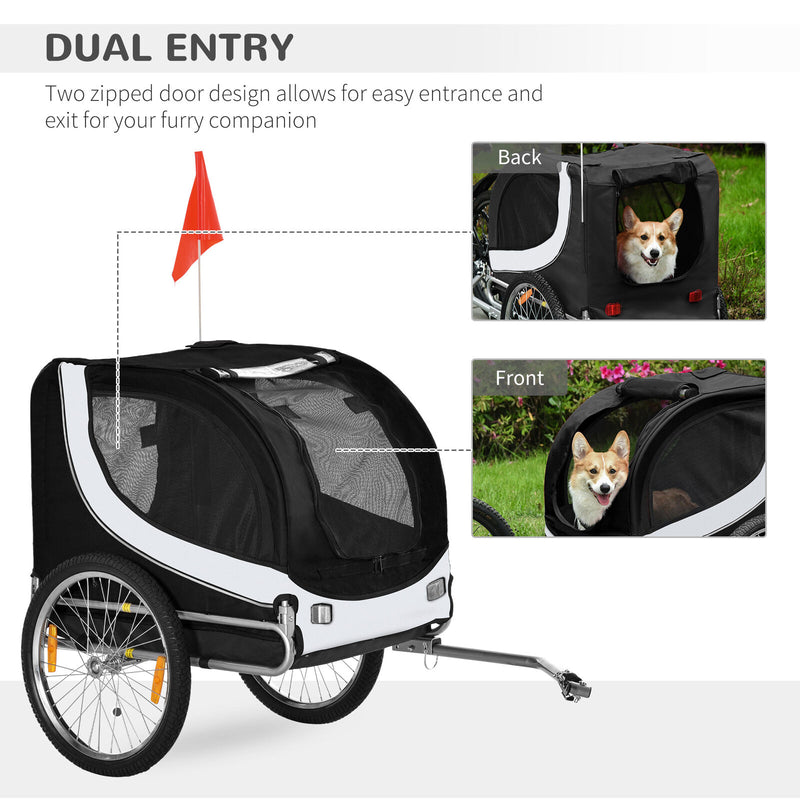 Pet Bike Trailer Dog Cat Travel Carrier Foldable Black