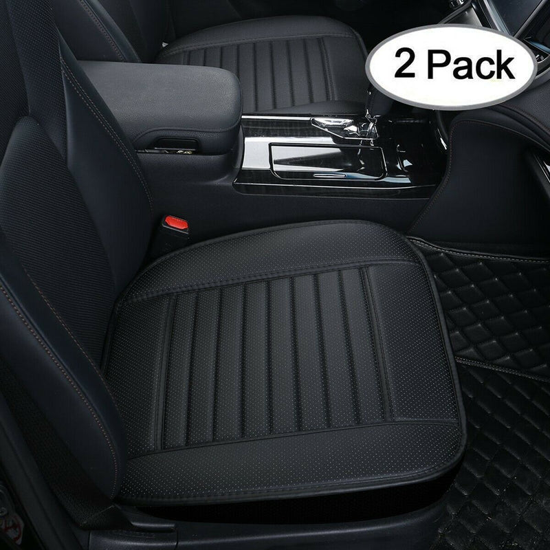 Breathable Padded Luxury Leather Car Front Seat Cushion Cover Black for All Cars