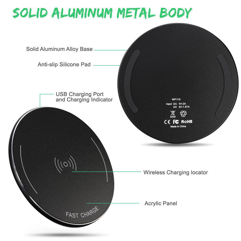 10W Max Fast Safety Qi-Certified Wireless Charger for Samsung Apple Sony HTC LG