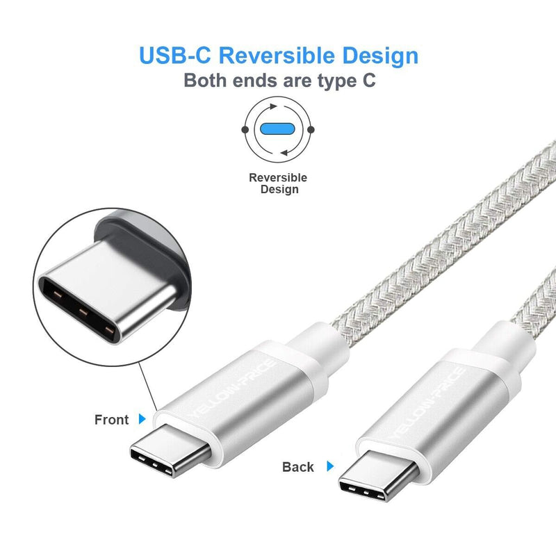 USB Type-C to Type-C 3.1 Gen 2 Cable 10Gbps 60W 4K Video Data Transfer, 3ft/0.9m