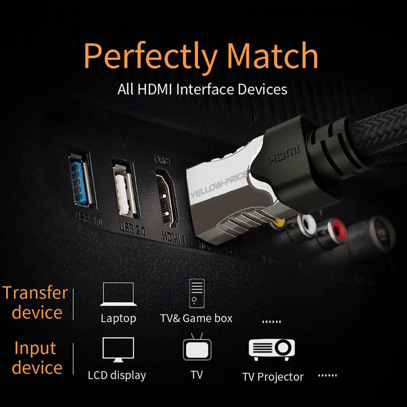 Luxury 2.1 HDMI Cable 8K Ultra High-Speed 48Gbps Lead for Laptop PC HDTV - 1.5FT