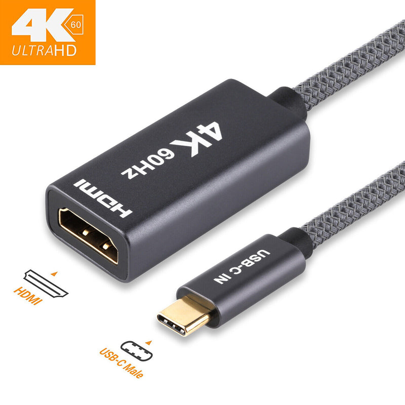 For MacBook Pro/iPad Pro 4K/60Hz USB C to HDMI 2.0 Female Adapter&HDMI 2.0 Cable