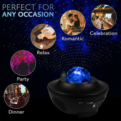 LED Star Light Projector Music Player w/ Bluetooth 5.0 & Timer & Remote Control