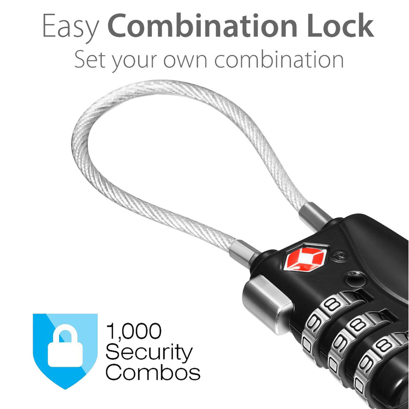 TSA Approved Travel Combination Cable Luggage Locks for Suitcases & Backpacks