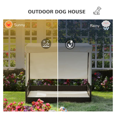 Outdoor Pet Bed with Shade Canopy for Medium Large Dogs w/ Cushion 36&quot;x28&quot;x32&quot; 196393257401