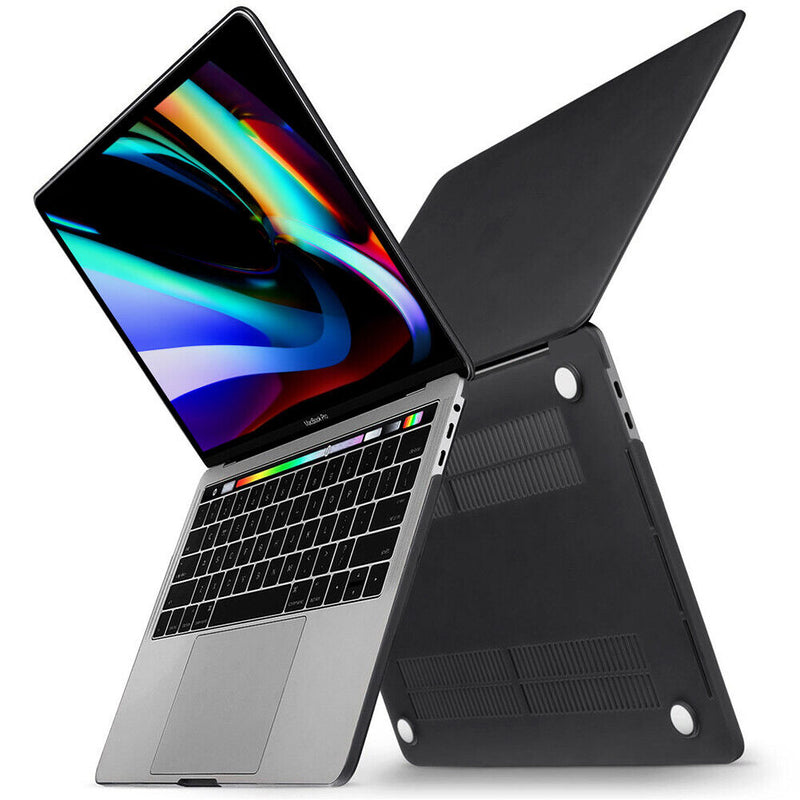 Black Rubberized Plastic Case+Keyboard Cover+HD Film for MacBook Pro 15.4" A1990