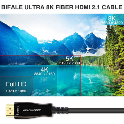 50FT HDMI V2.1 Fiber Optic Cable 8K@120Hz Dynamic HDR / eARC / 3D / Dolby Vision